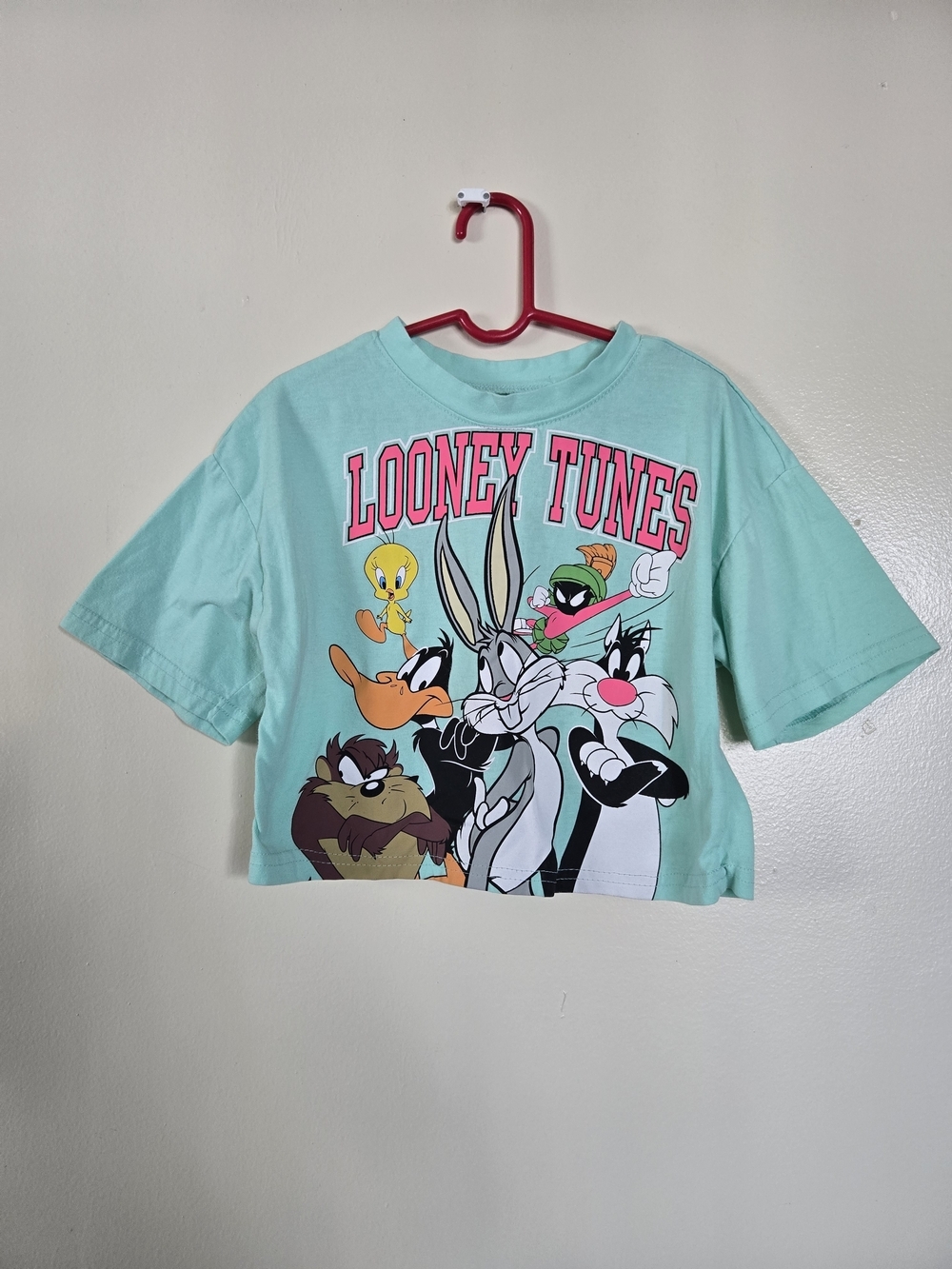Warner Bros. Mint Green Looney Tunes Crop Tee Girls Size XS